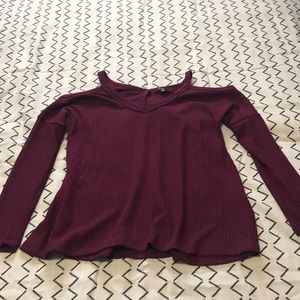 Cold shoulder dark wine colored top
